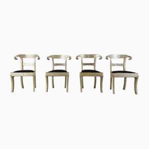 Anglo-Indian Silvered Dowry Chairs, 1950s, Set of 4