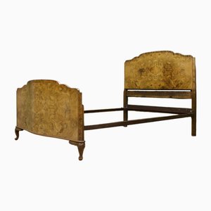 Struttura da letto Art Déco vintage in noce, anni '30