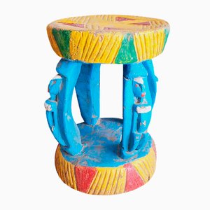 African Dogon Painted Ceremonial Stool with Nommo Figures, 1970s