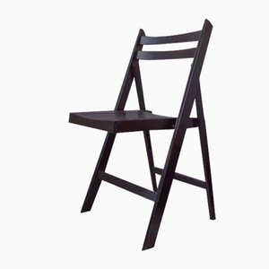 Vintage Painted Black Folding Chairs, Set of 5