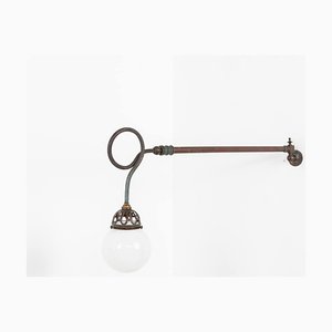 Geschlungene Gas Wandlampe aus Messing, 1920er