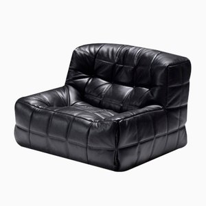 Kashima Lounge Chair in Black Leather by Michel Ducaroy for Ligne Roset, France