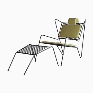 Set of Black Capri Easy Lounge Chair with Cushions and Ottoman from Cools Collection