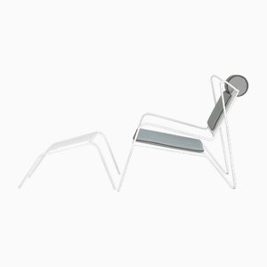 Set of White Capri Easy Lounge Chair with Cushions and Ottoman by Cools Collection