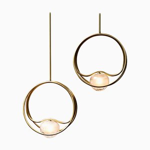 Brass Pulsar Singolo Hanging Lights, Set of 2