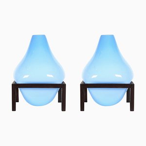 Round Square Blue Bubble Vases by Studio Thier & Van Daalen, Set of 2