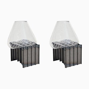 Clear Grid Table Vases by Studio Thier & Van Daalen, Set of 2