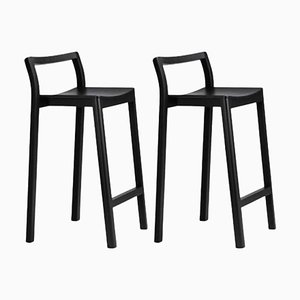 Set of Halikko Stools with Backrest in Black by Made by Choice