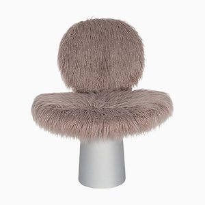 Pilota Grauer Faux Fur Weißer Aluminium Sessel von Pulpo