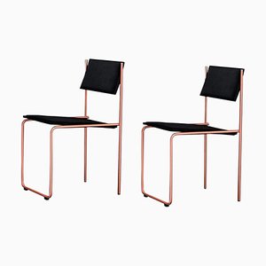 Chaises Trampolín Noires et Cuivre par Pepe Albargues, Set de 2