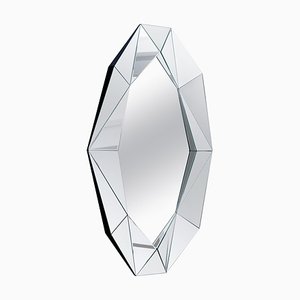 Espejo decorativo grande de diamantes plateados