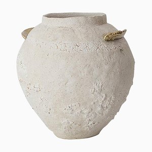 Isolated Brass and Glaze Stoneware Vase by Raquel Vidal and Pedro Paz