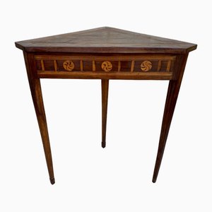 Mid-Century French Modernist Triangular Wooden Side Table with Marquetry, 1950s