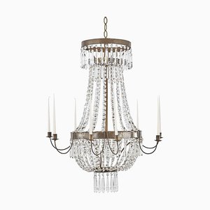 Lampadario Impero Mongolfiera in ottone e cristallo