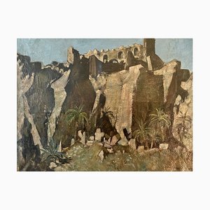 Carrera, Ruines in the Desert, 1920s, Huile sur Toile