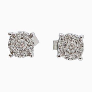 Diamonds, 18 Karat White Gold Earrings, Set of 2