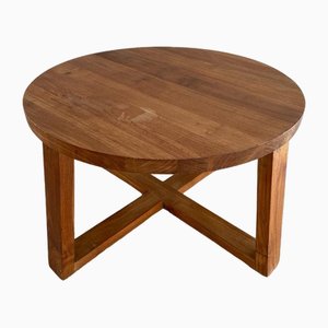 Mesa de salón redonda de madera gruesa