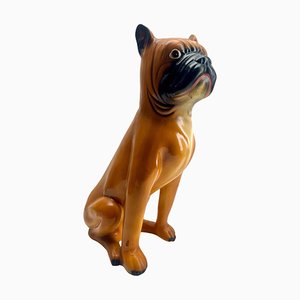 Escultura de perro italiana de cerámica esmaltada pintada a mano, años 50