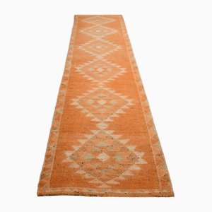 Turkish Orange Beige Runner rug, 1960s