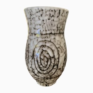 Mid-Century Modernist White and Earth Toned Ceramic Vase, 1960s