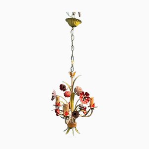 Lampadario vintage Tole Flower, anni '50