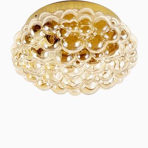 Large Amber Bubble Glass Ceiling Light/Flush Mount attributed to Helena Tynell for Limburg, Germany, 1960s