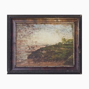 F. Fortuny, Argentinian Seascape with Horses, 1894, Oil on Panel, Framed