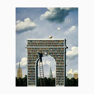Rafal Olbinski, A Library, 2020, Giclée-Druck