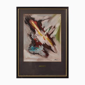 Signed (Unidentified at Present), Abstract Composition, 2010, Oil on Paper on Board, Framed