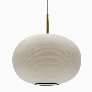 Lámpara colgante Mid-Century moderna de vidrio opalino de Doria Leuchten, Alemania, años 60