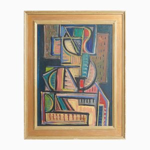 Cubist Composition, 1920s, Canvas Painting, Framed