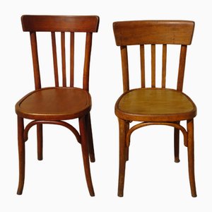 Curved Wood Bistro Chairs, 1920s, Set of 2