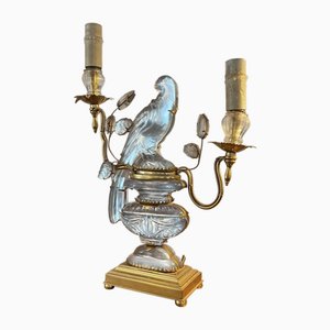 Lampada da tavolo vintage con pappagallo e urna di Maison Bagues, anni '60