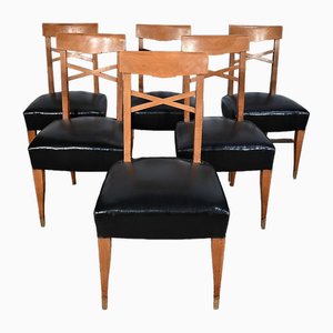 Art Deco Dining Chairs, 1940s, Set of 6
