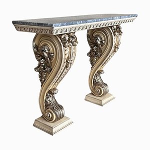 Table Console Style Hollywood Regency en Feuille de Palmier, 1950