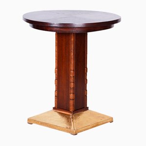 Small Art Deco Table in Oak and Brass, 1920s