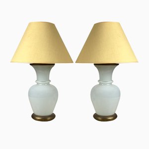 Murano and Brass Glass Table Lamps by F. Fabbian, Italy, 1970s, Set of 2