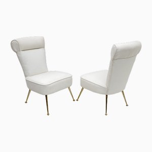 Set of Small Mid-Century Italian Modern Boucle Armchairs, 1950s