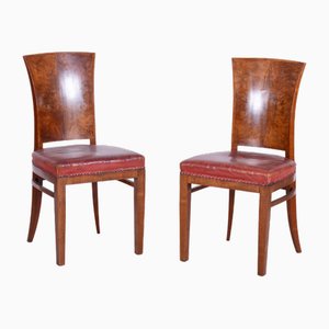 Vintage French Art Deco Chairs in Walnut, 1920s, Set of 6