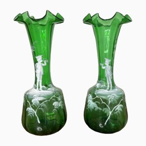 Victorian Mary Gregory Vases, 1860s, Set of 2