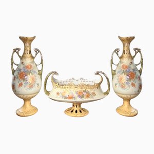 Royal Vienna Centrepiece and Side Vases, 1850s, Set of 3