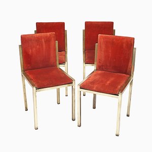 Italian Brass Chairs, 1950s, Set of 4
