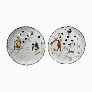 19th Century Humorous Wall Plates Dominos from Creil Montereau, 1890s, Set of 2