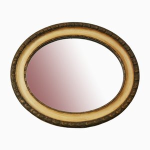 Specchio da parete ovale dorato e crema, XIX secolo