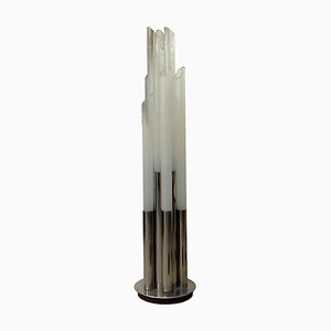 Chromed Metal and Murano Glass Floor Lamp, Italy, 1970s