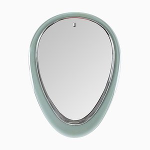 Specchio Cristal Art ovale smussato verde acqua, anni '50