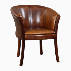 Vintage Brown Leather Side Chair