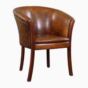 Vintage Brown Leather Side Chair