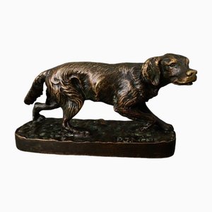 Französischer Spaniel Hund in Bronze von Pierre-Jules Mêne