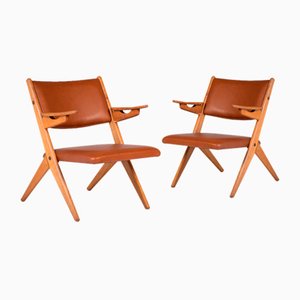 Danish Architectural Armchairs by Arne Hovmand Olsen, 1970s, Set of 2